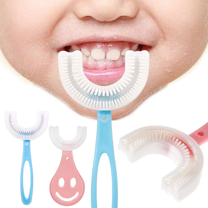 Escova de dentes infantil em forma de U 360° - JN ecomerce 